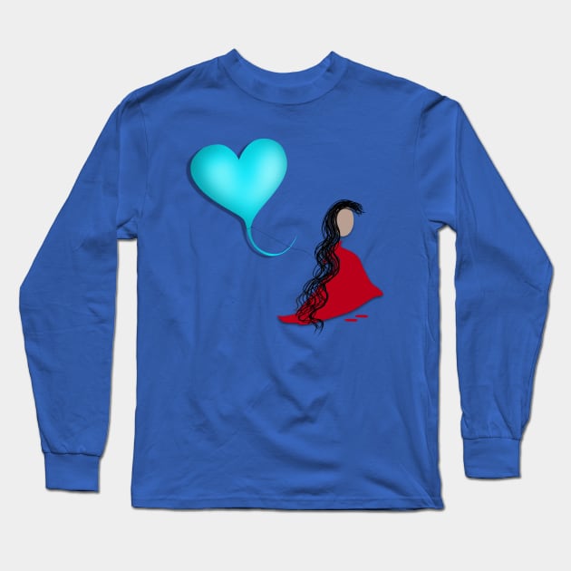 Abstract Lady with Balloon Long Sleeve T-Shirt by FlippinTurtles